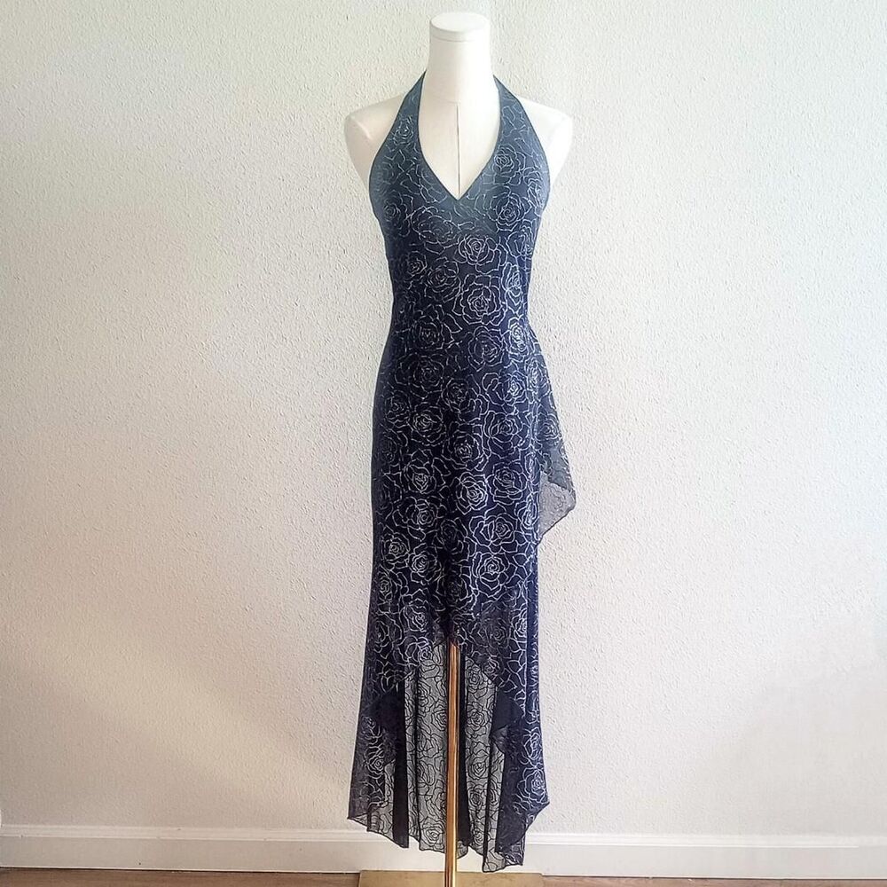 Y2K Black Sparkly Rose Fairygoth Prom Dress